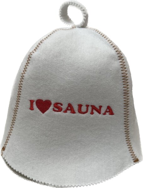 Čiapka do sauny, plsť Farba: Biela so zeleným nápisom