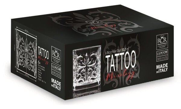 RCR TATTOO POHÁR NA WHISKY 340ML SADA 6 KS
