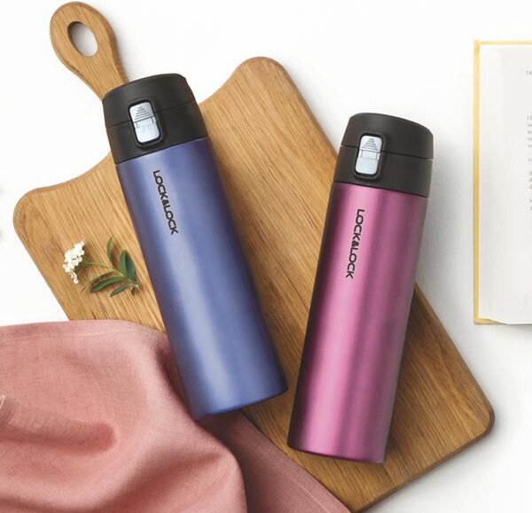 LOCKNLOCK Nerezová termoska LOCK One touch 500 ml rubínovo červená