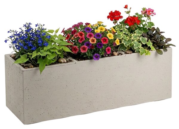 HowHomely Kvetináč na kolieskach BETONIQUE 90x30 cm béžový