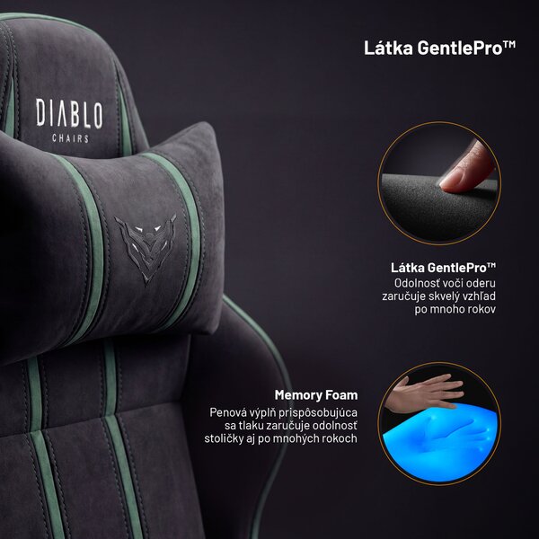 Látková herná stolička čierno-zelená Diablo X-One 2.0 Forest Green Small