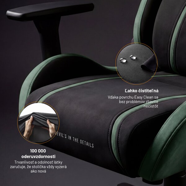Látková herná stolička čierno-zelená Diablo X-One 2.0 Forest Green Small