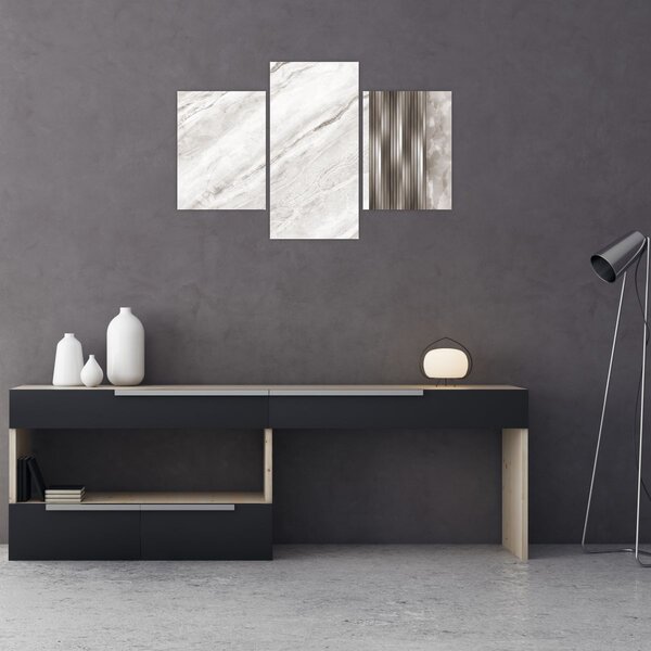 Obraz - Mramor so striebornými linkami (90x60 cm)