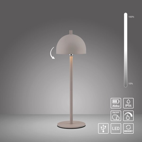 Schöner Wohnen 19244-39 - stmievateľná LED stolová lampa BELLIS LED/2,5W/5V IP54 sivá