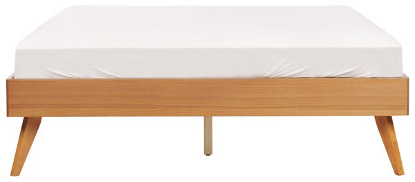 Posteľ prírodný jaseň MDF 120 x 200 cm lamelový rošt bez čela škandinávsky moderný štýl spálňa