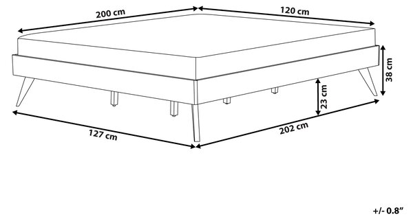Posteľ tmavý jaseň 120 x 200 cm MDF posteľový rám bez čela s lamelovým roštom spálňa
