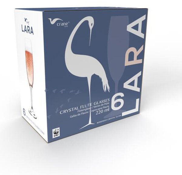 Bohemia Crystal Pohár na šampanské LARA 220ml 6ks