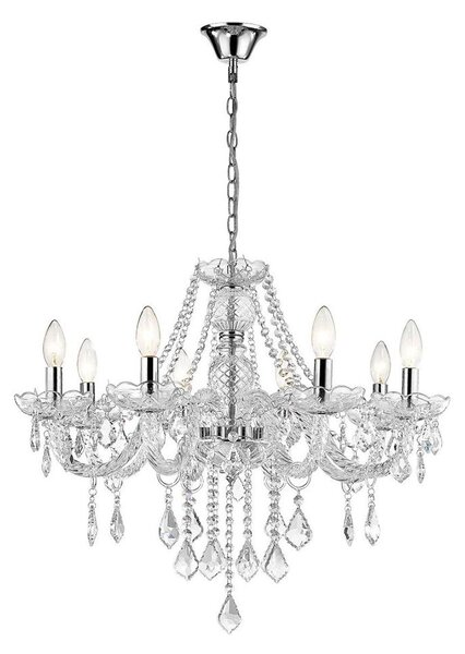 Luster na reťazi CRISTALLO 8xE14/60W/230V lesklý chróm