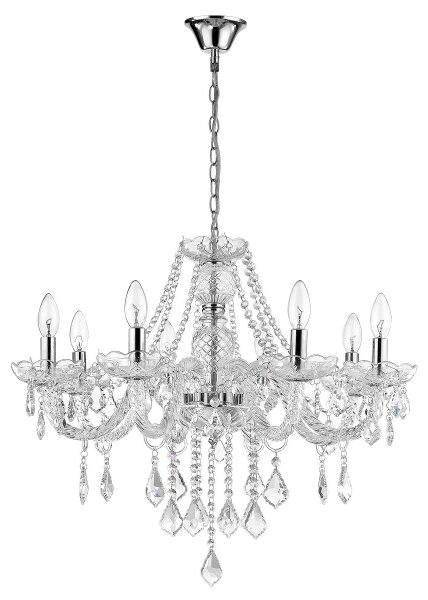 Luster na reťazi CRISTALLO 8xE14/60W/230V lesklý chróm