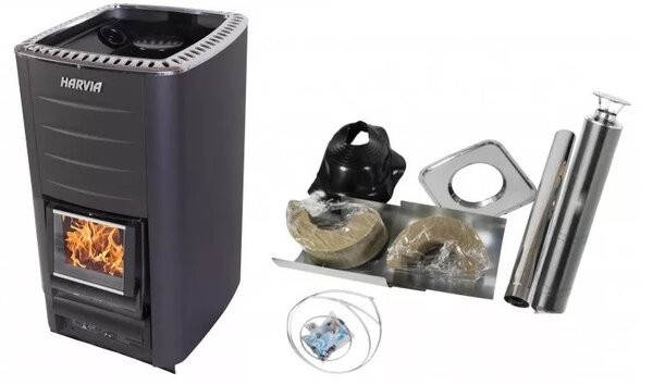 Harvia set, saunová pec na drevo Harvia M3, komín Harvia Steel