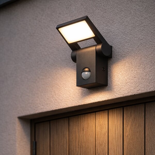 Vonkajšia nástenná lampa antracit vrátane LED IP54 s pohybovým senzorom - Zane