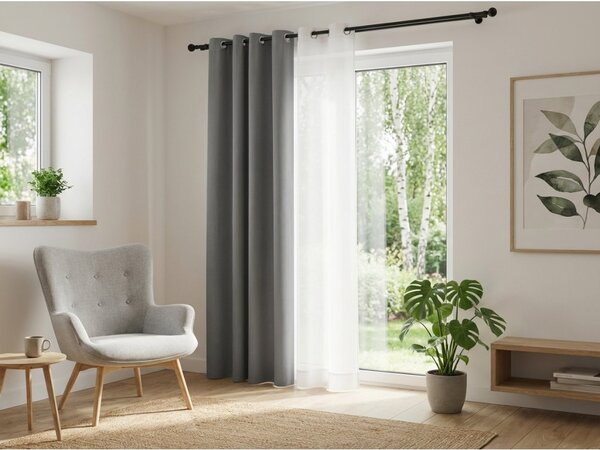 Svetlosivý záves OXFORD 140x270 cm Zavesenie: Riasiaca páska