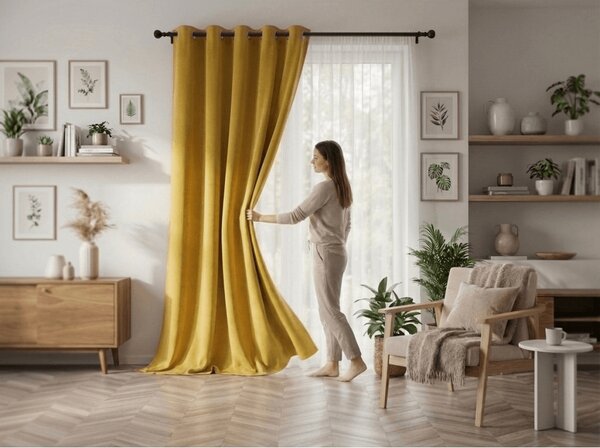 Žltý záves OXFORD 140x250 cm Zavesenie: Riasiaca páska