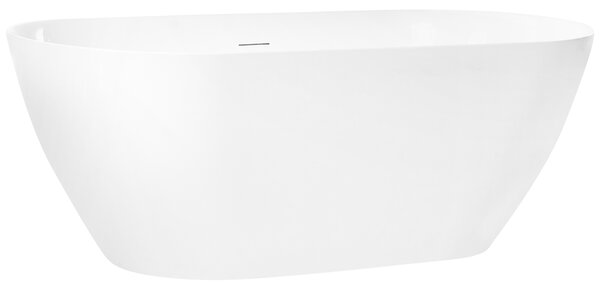 Voľne stojaca vaňa biela akrylátová 160 cm oválny tvar moderný minimalistický dizajn