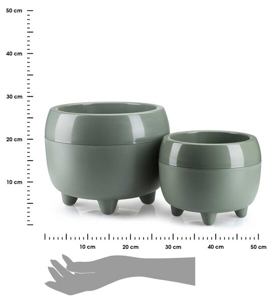 PLASTOVÝ KVETINÁČ BOTANICA SADA 2KS 30X24 CM+23X18,5 CM ZELENÁ