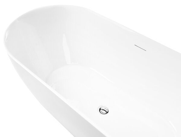 Voľne stojaca vaňa biela akrylátová 160 cm oválny tvar moderný minimalistický dizajn
