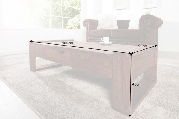 Dizajnový konferenčný stolík Caliana 100 cm Sheesham