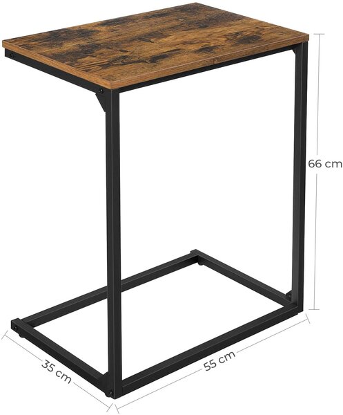 VASAGLE Odkladací stolík industriálny hnedý 55 x 66 x 35 cm