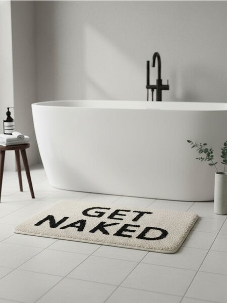Sinsay - Kúpeľňový koberec s nápisom GET NAKED - telová