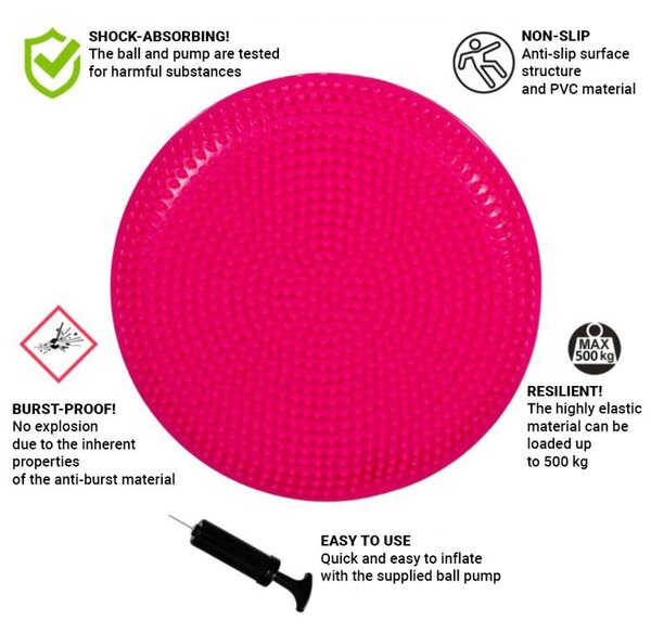 MOVIT Balančný vankúš na sedenie, 38 cm, ružový