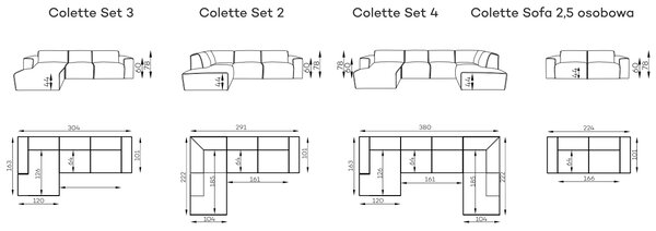 MOOD SELECTION Colette Set 3 - ľavá sedačka