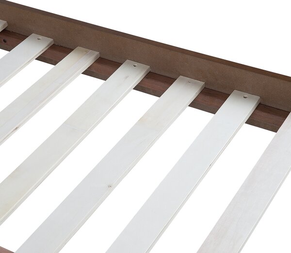 Posteľ tmavý jaseň 120 x 200 cm MDF posteľový rám bez čela s lamelovým roštom spálňa