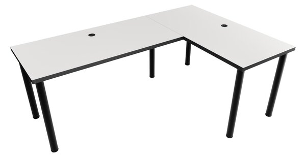 Rohový herný pc stôl Gamer N (biela + čierna) (L). Vlastná spoľahlivá doprava až k Vám domov. 1054969