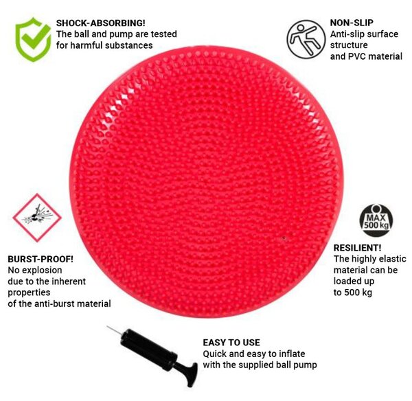 MOVIT Balančný vankúš na sedenie, 38 cm, červený