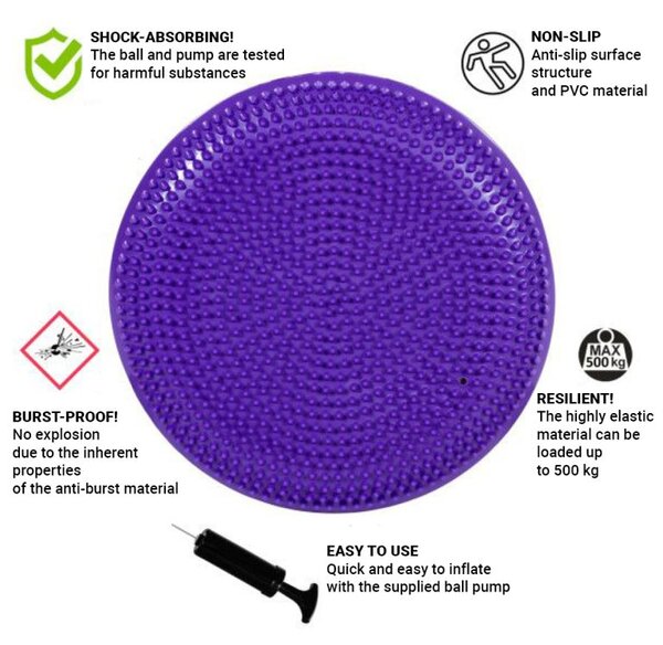 MOVIT Balančný vankúš na sedenie, 38 cm, fialový