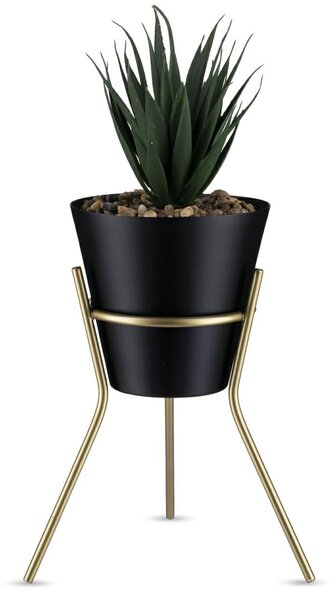 KOVOVÝ KVETINÁČ SO STOJANOM LOFT 20X16 CM ČIERNA/ZLATÁ