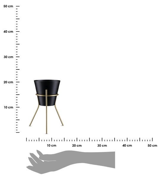 KOVOVÝ KVETINÁČ SO STOJANOM LOFT 20X16 CM ČIERNA/ZLATÁ