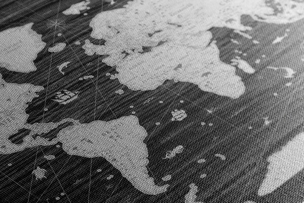 Obraz na korku čiernobiela mapa na drevenom pozadí