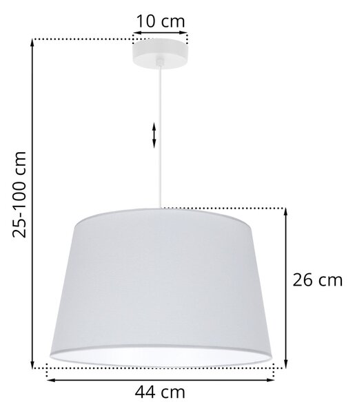 Závesné svietidlo Gaja, 1x svetlosivé textilné tienidlo, (fi 44cm), w