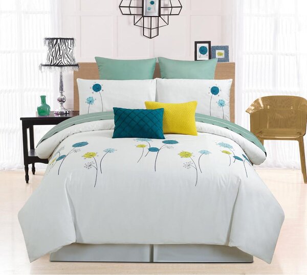 Prémiové bavlnené posteľné prádlo v zelenej a žltej farbe 200/220 cm Miluza