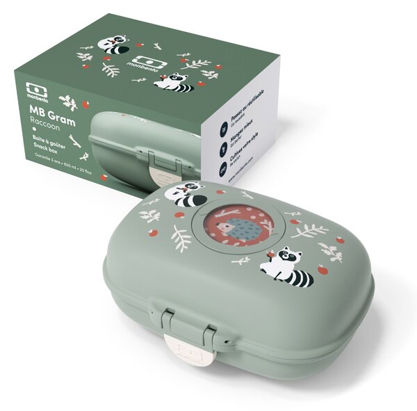 Desiatový box Monbento Gram Green Raccoon 600 ml