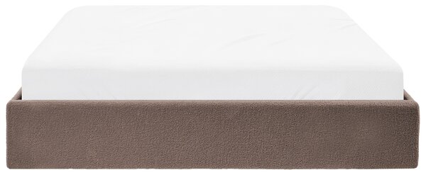 Posteľ s úložným priestorom sivobéžová buklé 180 x 200 cm čalúnený rám postele s roštom moderný dizajn