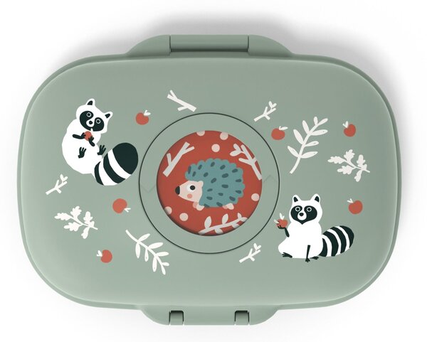 Desiatový box Monbento Gram Green Raccoon 600 ml