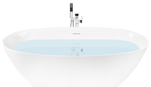 Voľne stojaca vaňa biela akrylátová 168 cm oválny tvar moderný minimalistický dizajn