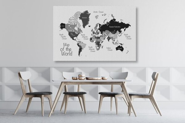 Obraz na korku štýlová čiernobiela mapa