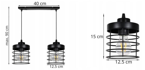 Závesné svietidlo Rasti, 2x drôtené tienidlo (výber z 2 farieb)