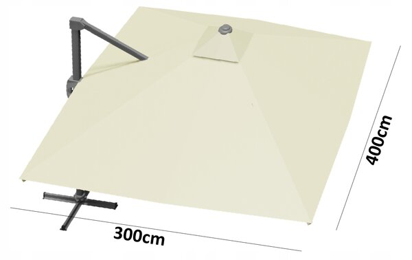 Garden Line Záhradný slnečník s ochranným obalom ROMA 300 x 400 cm béžový