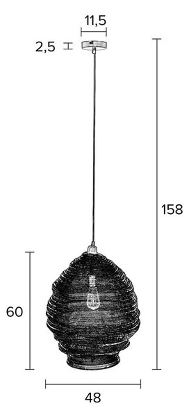 Čierne závesné svietidlo White Label Lena, ø 48 cm