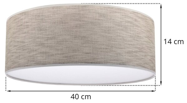 Stropné svietidlo Stone, 1x béžové textilné tienidlo/biele PVC tienidlo, (biele plexisklo), (fi 40cm)
