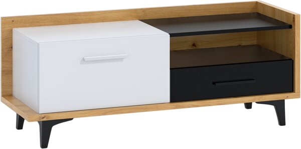 TV stolík Box BOX-08 - dub artisan / biela / čierna