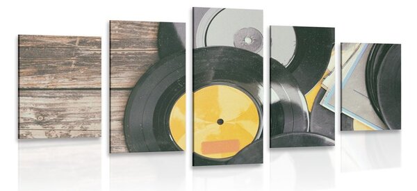 5-dielny obraz staré platne gramofónu