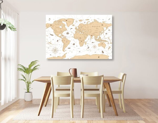 Obraz na korku béžová mapa