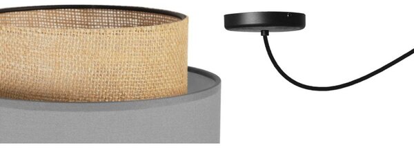 Závesné svietidlo Boho Spider, 1x jutové/sivé textilné tienidlo