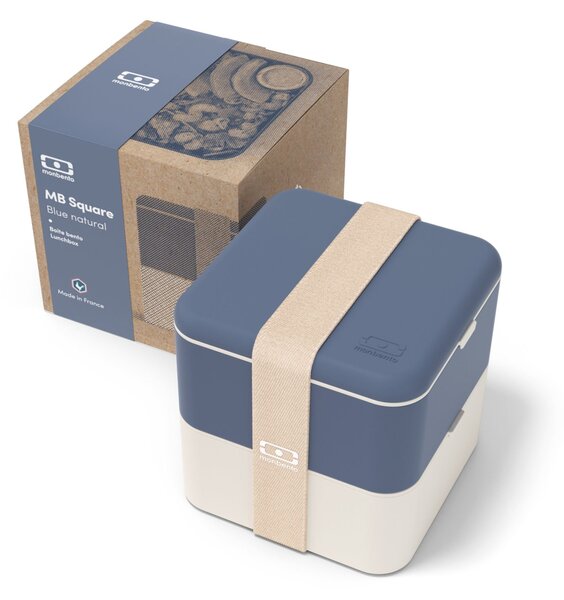 Desiatový box Monbento Square Blue/Natural 1,7 l