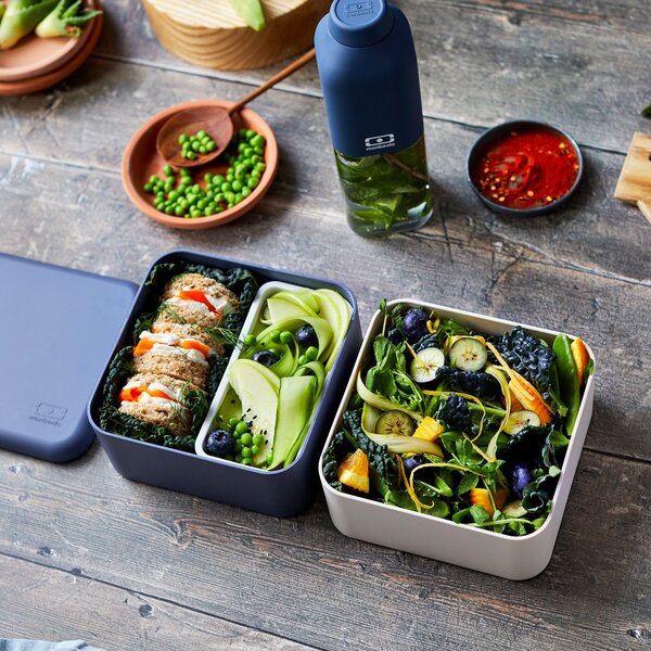 Desiatový box Monbento Square Blue/Natural 1,7 l