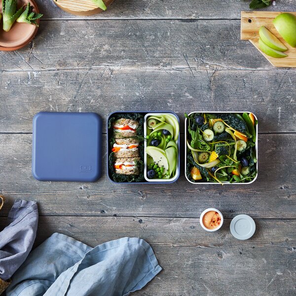 Desiatový box Monbento Square Blue/Natural 1,7 l